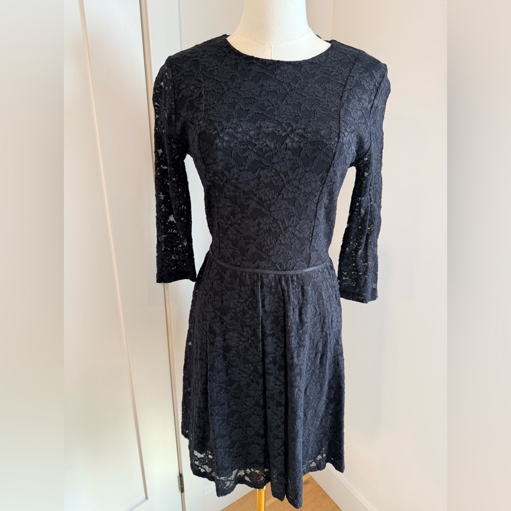 Victoria's Secret Black Lace Long-Sleeve Fit-and-Flare Dress